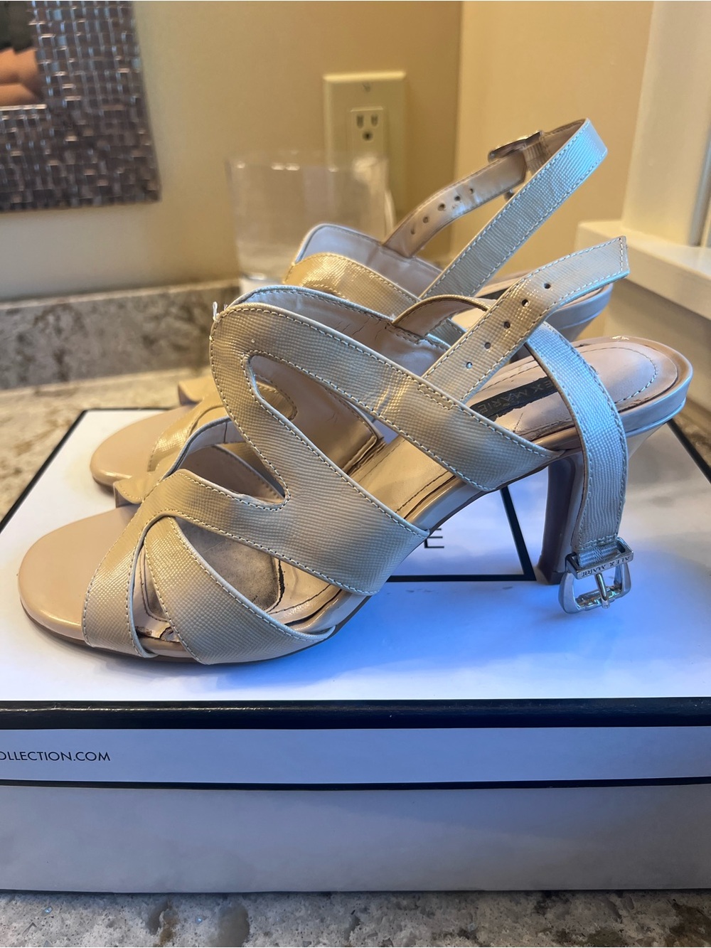 Alex Marie Nude-Strap Slingback Heels